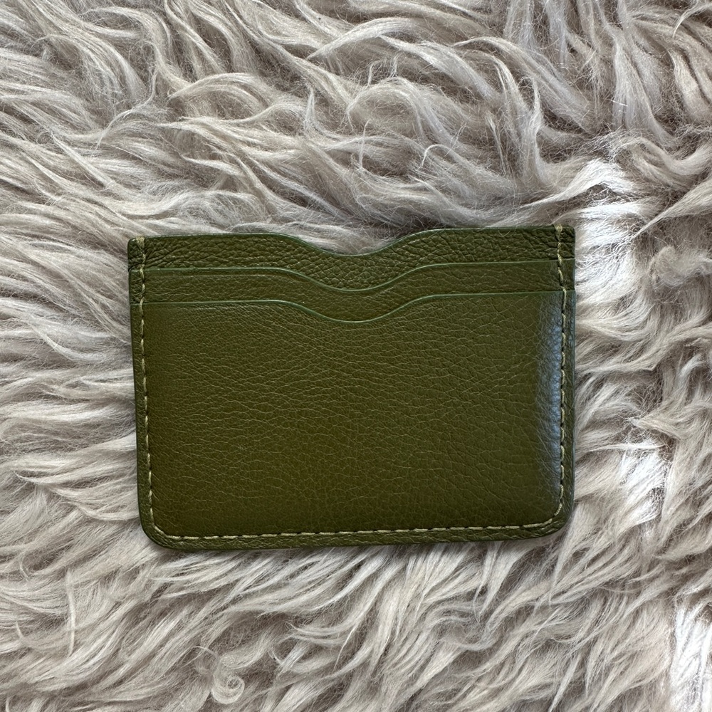 Avocado Green Leather Card Holder Wallet Lindquist Object